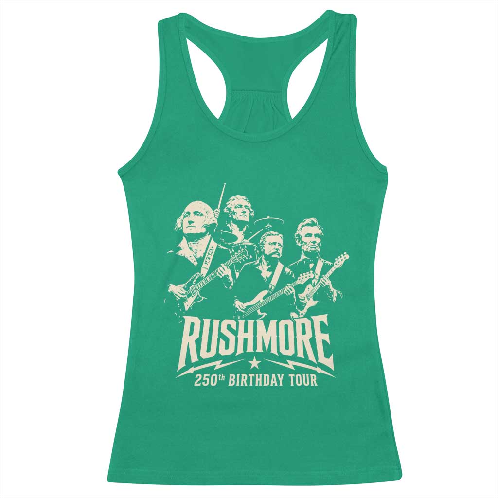 Rushmore 250th Birthday Tour Band Racerback Tank Top Presidents Rock Concert Historical Collages