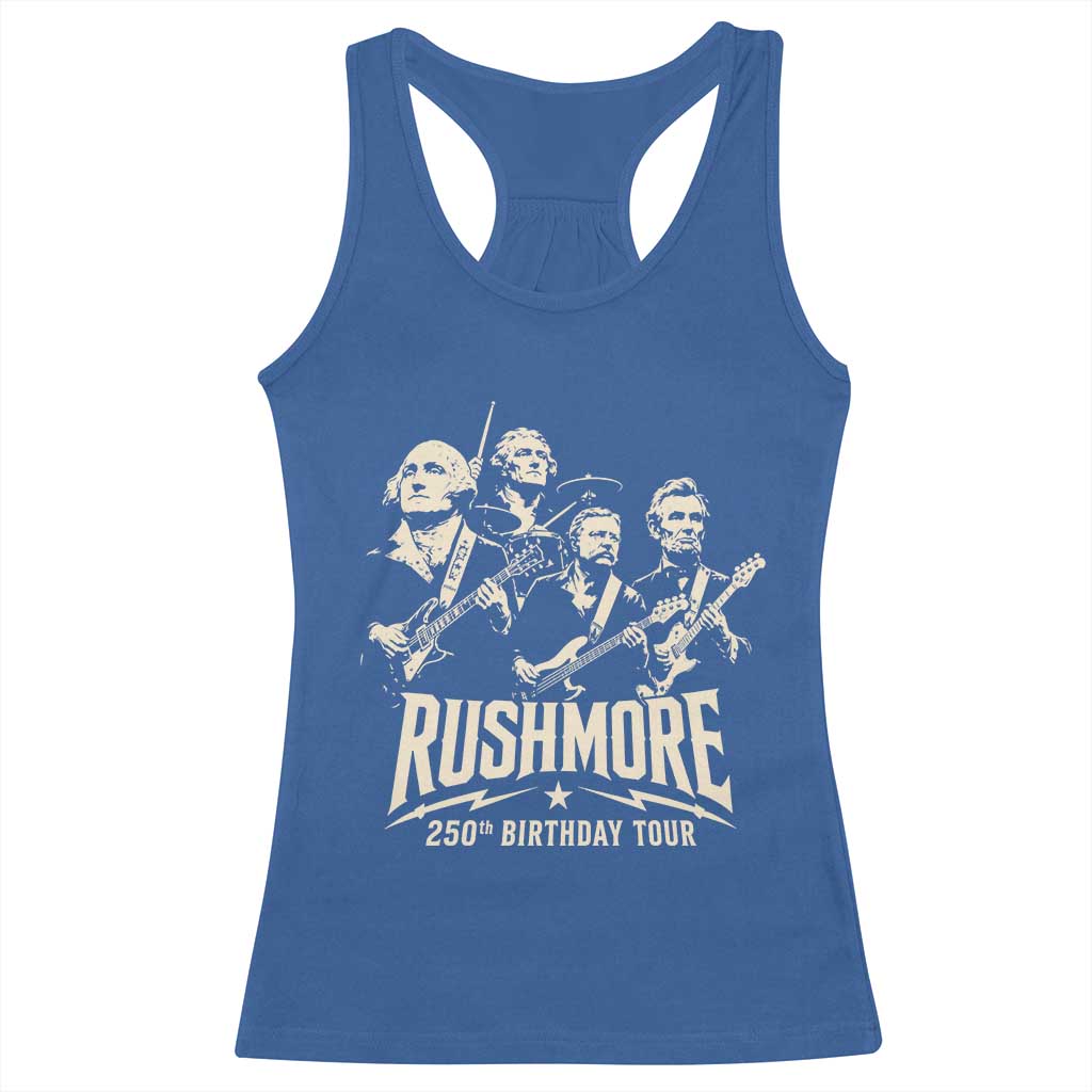 Rushmore 250th Birthday Tour Band Racerback Tank Top Presidents Rock Concert Historical Collages