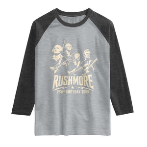 Rushmore 250th Birthday Tour Band Raglan Shirt Presidents Rock Concert Historical Collages