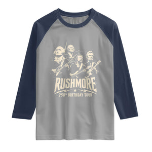 Rushmore 250th Birthday Tour Band Raglan Shirt Presidents Rock Concert Historical Collages