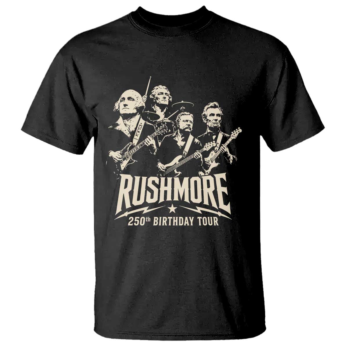 Rushmore 250th Birthday Tour Band T Shirt Presidents Rock Concert Historical Collages