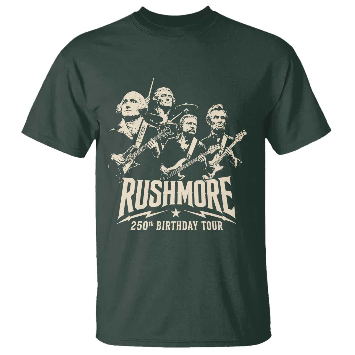 Rushmore 250th Birthday Tour Band T Shirt Presidents Rock Concert Historical Collages