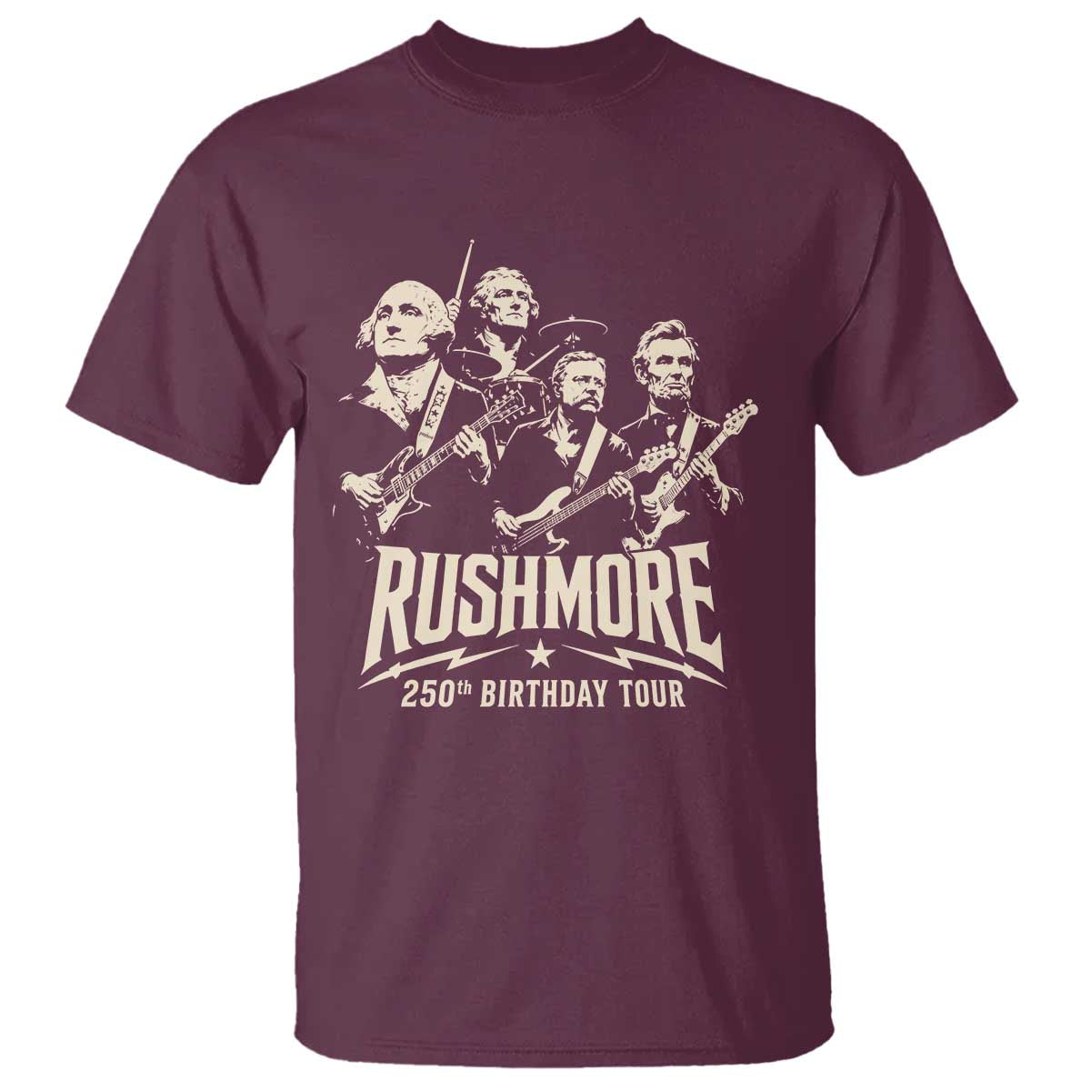 Rushmore 250th Birthday Tour Band T Shirt Presidents Rock Concert Historical Collages
