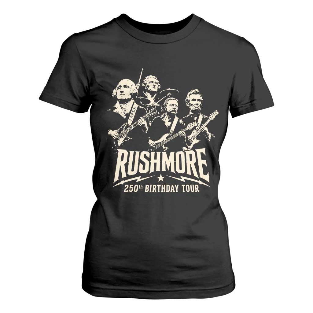 Rushmore 250th Birthday Tour Band T Shirt For Women Presidents Rock Concert Historical Collages TS02 Black Print Your Wear