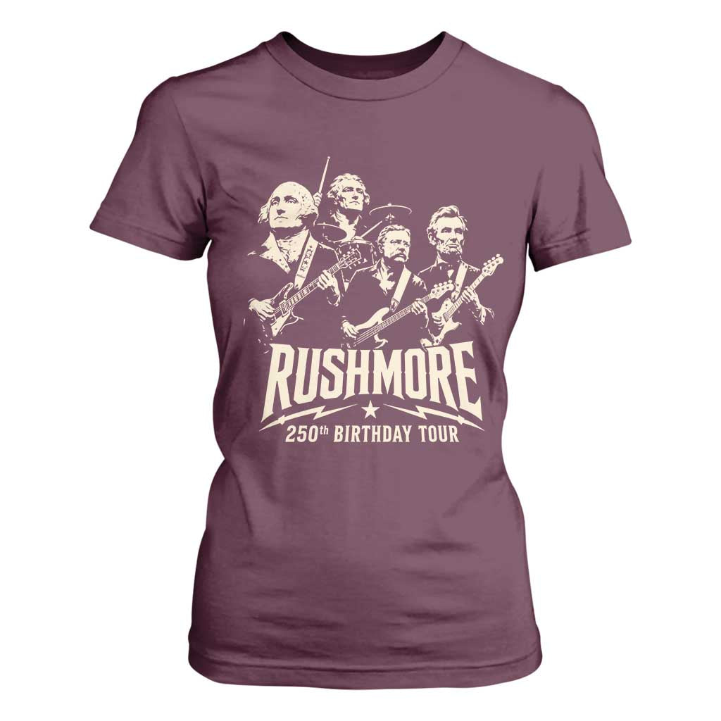 Rushmore 250th Birthday Tour Band T Shirt For Women Presidents Rock Concert Historical Collages