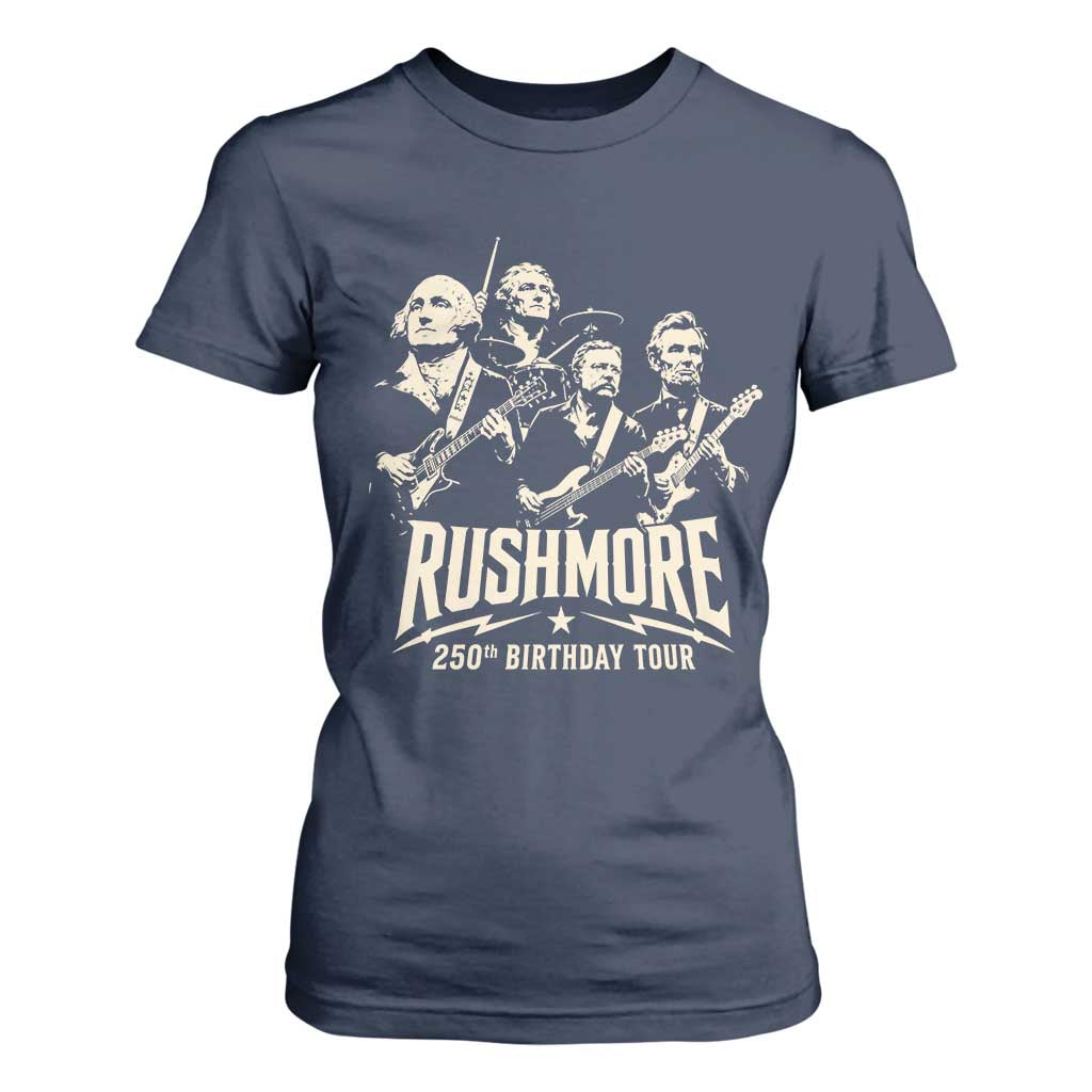 Rushmore 250th Birthday Tour Band T Shirt For Women Presidents Rock Concert Historical Collages