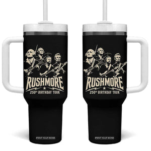 Rushmore 250th Birthday Tour Band Tumbler With Handle Presidents Rock Concert Historical Collages