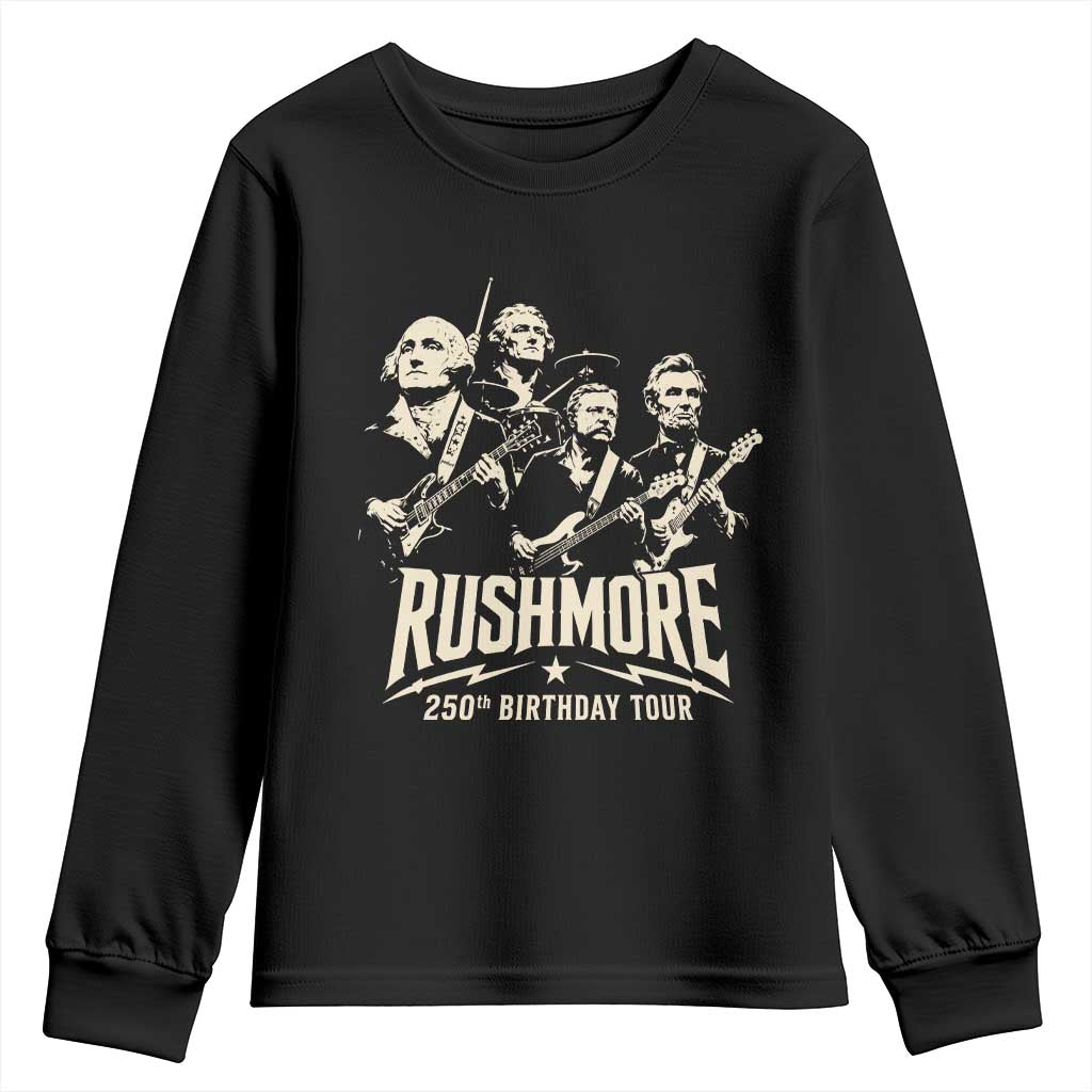Rushmore 250th Birthday Tour Band Youth Sweatshirt Presidents Rock Concert Historical Collages TS02 Black Print Your Wear