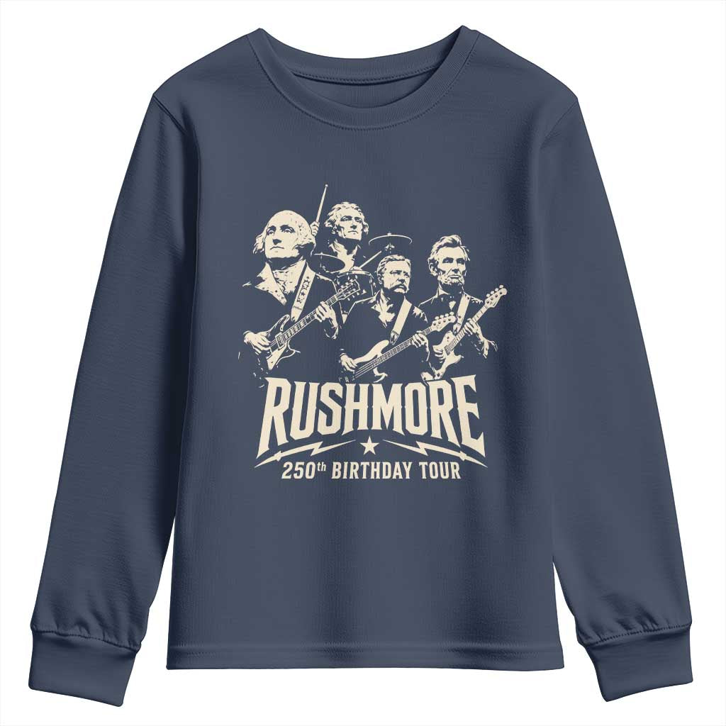 Rushmore 250th Birthday Tour Band Youth Sweatshirt Presidents Rock Concert Historical Collages