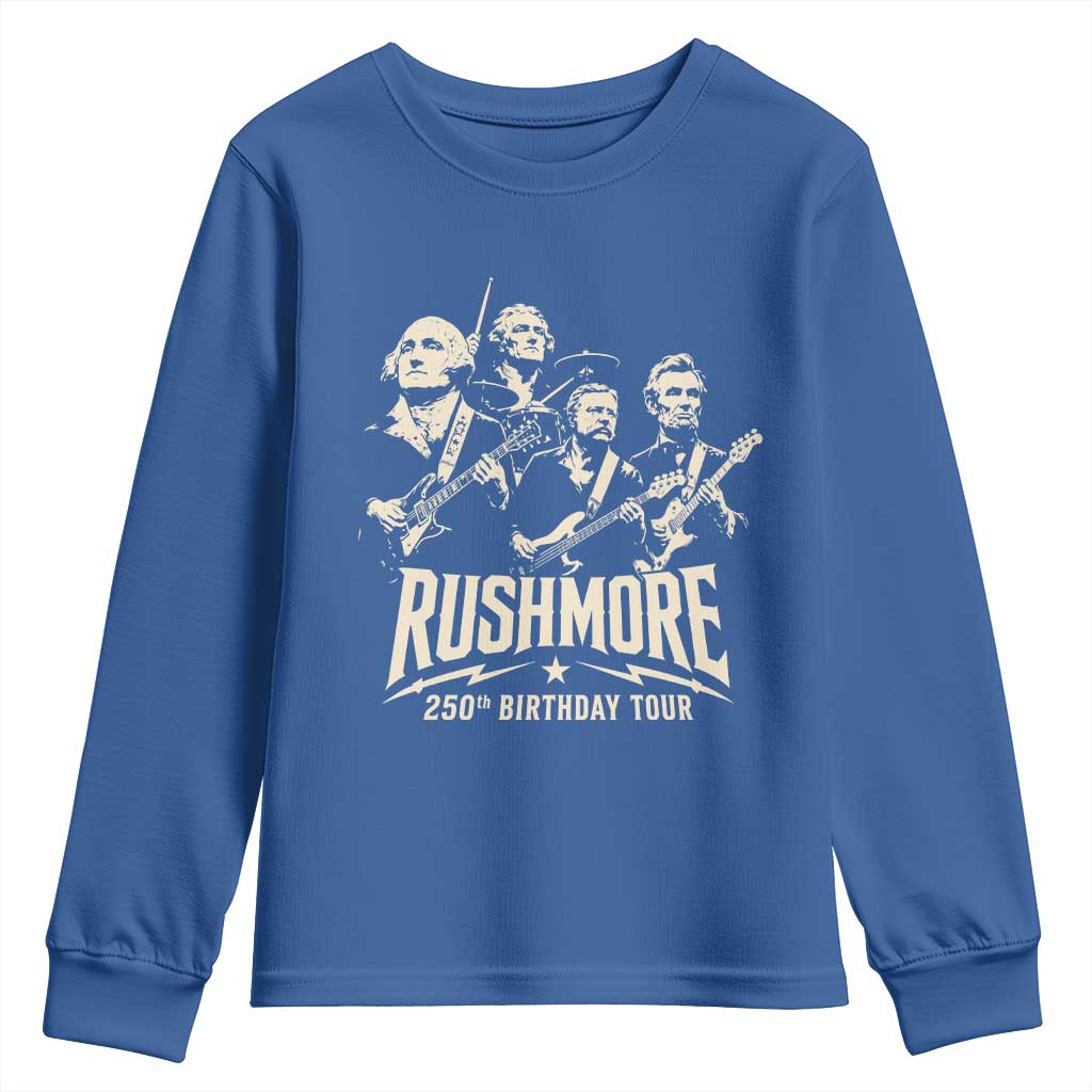 Rushmore 250th Birthday Tour Band Youth Sweatshirt Presidents Rock Concert Historical Collages