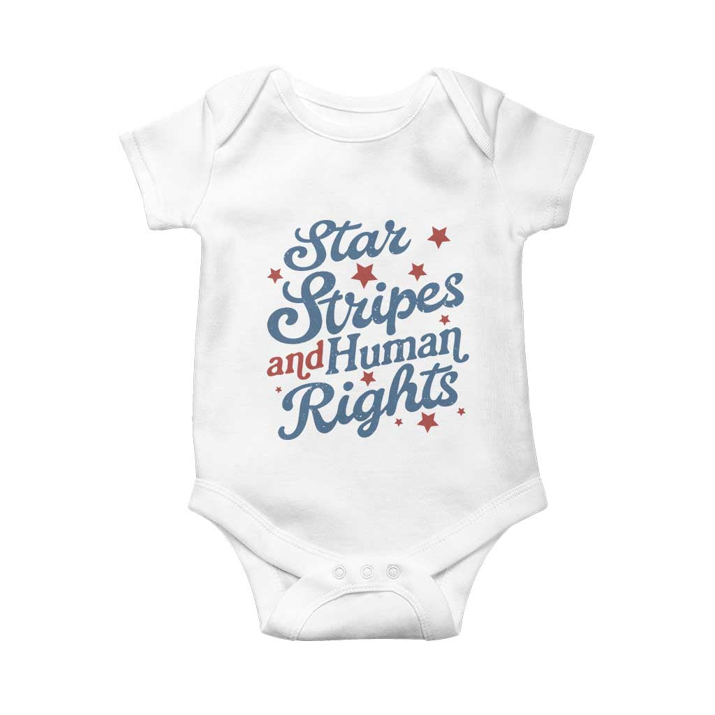 Stars and Stripes and Human Rights Baby Onesie Progressive Patriotic Equality Modern Patriot TS02 White Print Your Wear