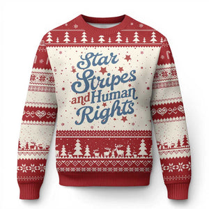 Stars and Stripes and Human Rights Ugly Christmas Sweater Progressive Patriotic Equality Modern Patriot
