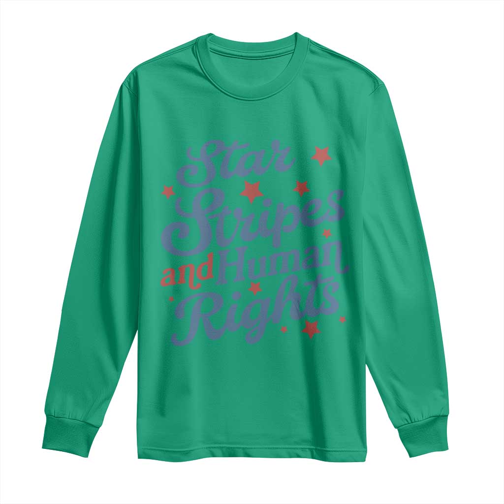 Stars and Stripes and Human Rights Long Sleeve Shirt Progressive Patriotic Equality Modern Patriot