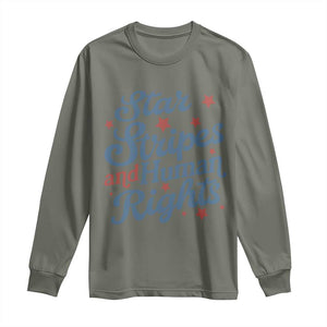 Stars and Stripes and Human Rights Long Sleeve Shirt Progressive Patriotic Equality Modern Patriot