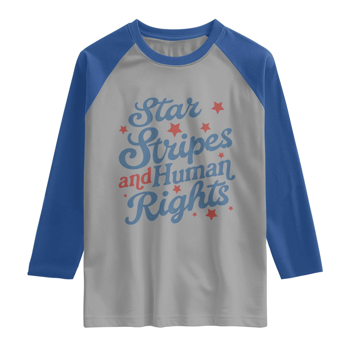 Stars and Stripes and Human Rights Raglan Shirt Progressive Patriotic Equality Modern Patriot