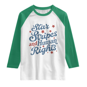 Stars and Stripes and Human Rights Raglan Shirt Progressive Patriotic Equality Modern Patriot