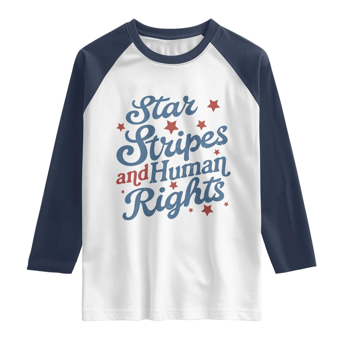 Stars and Stripes and Human Rights Raglan Shirt Progressive Patriotic Equality Modern Patriot