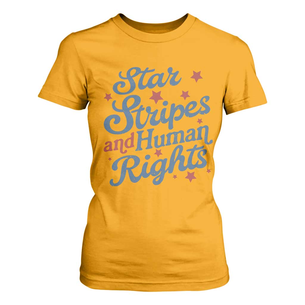Stars and Stripes and Human Rights T Shirt For Women Progressive Patriotic Equality Modern Patriot