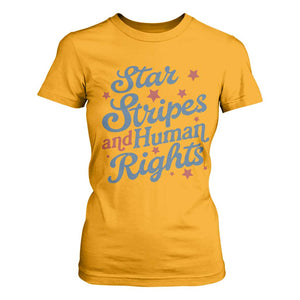 Stars and Stripes and Human Rights T Shirt For Women Progressive Patriotic Equality Modern Patriot