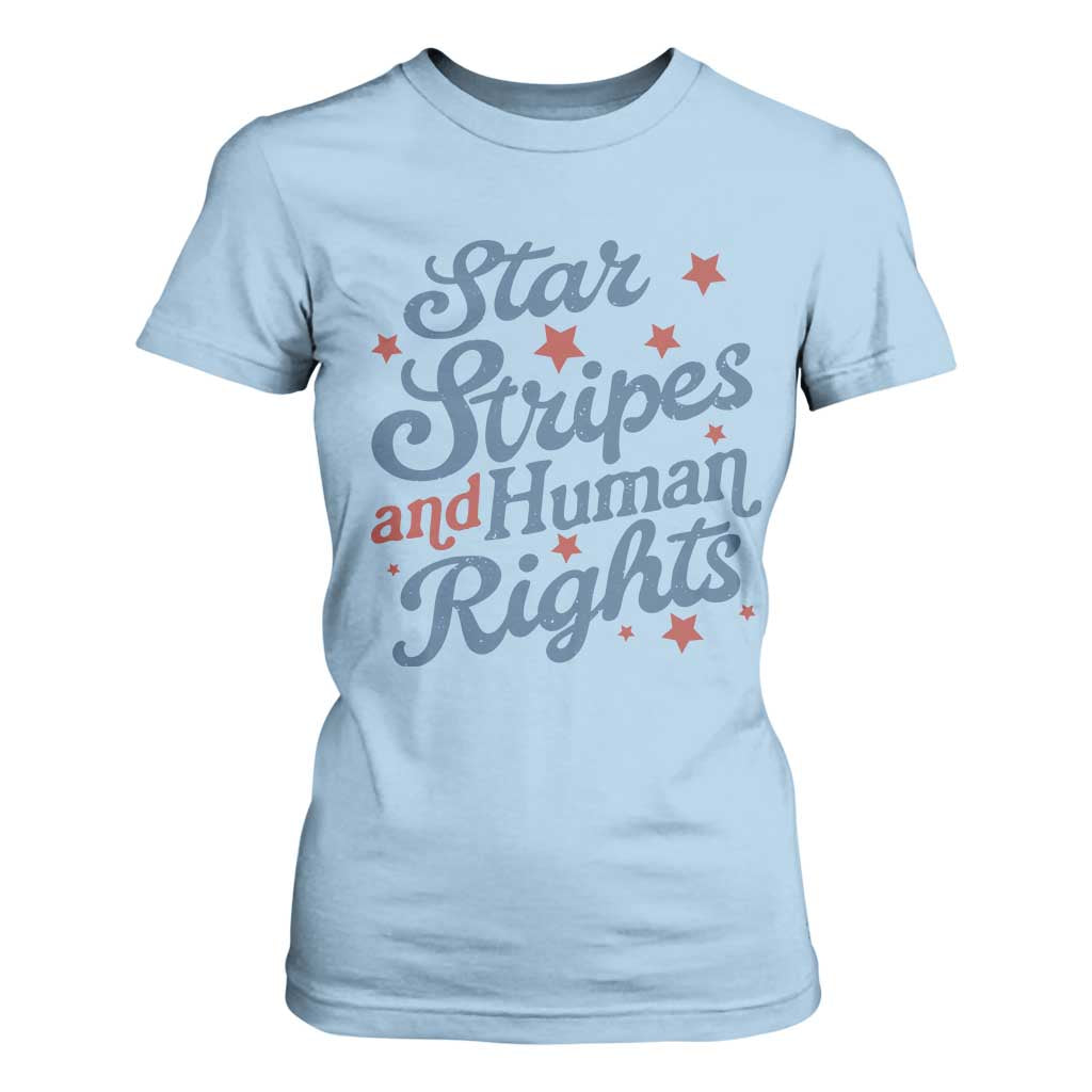 Stars and Stripes and Human Rights T Shirt For Women Progressive Patriotic Equality Modern Patriot