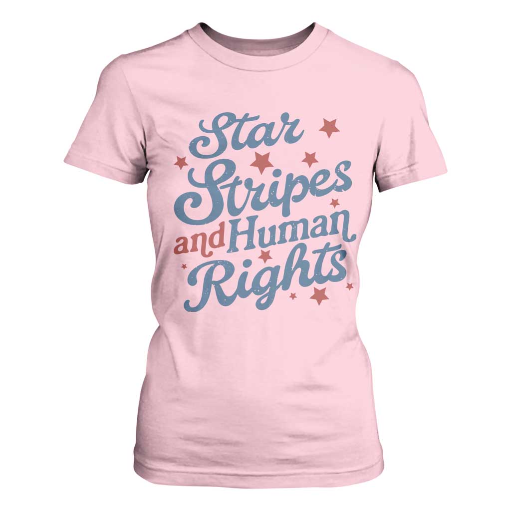 Stars and Stripes and Human Rights T Shirt For Women Progressive Patriotic Equality Modern Patriot