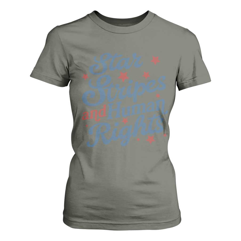 Stars and Stripes and Human Rights T Shirt For Women Progressive Patriotic Equality Modern Patriot