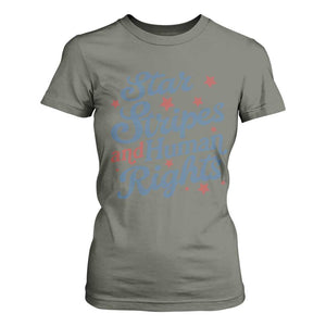Stars and Stripes and Human Rights T Shirt For Women Progressive Patriotic Equality Modern Patriot