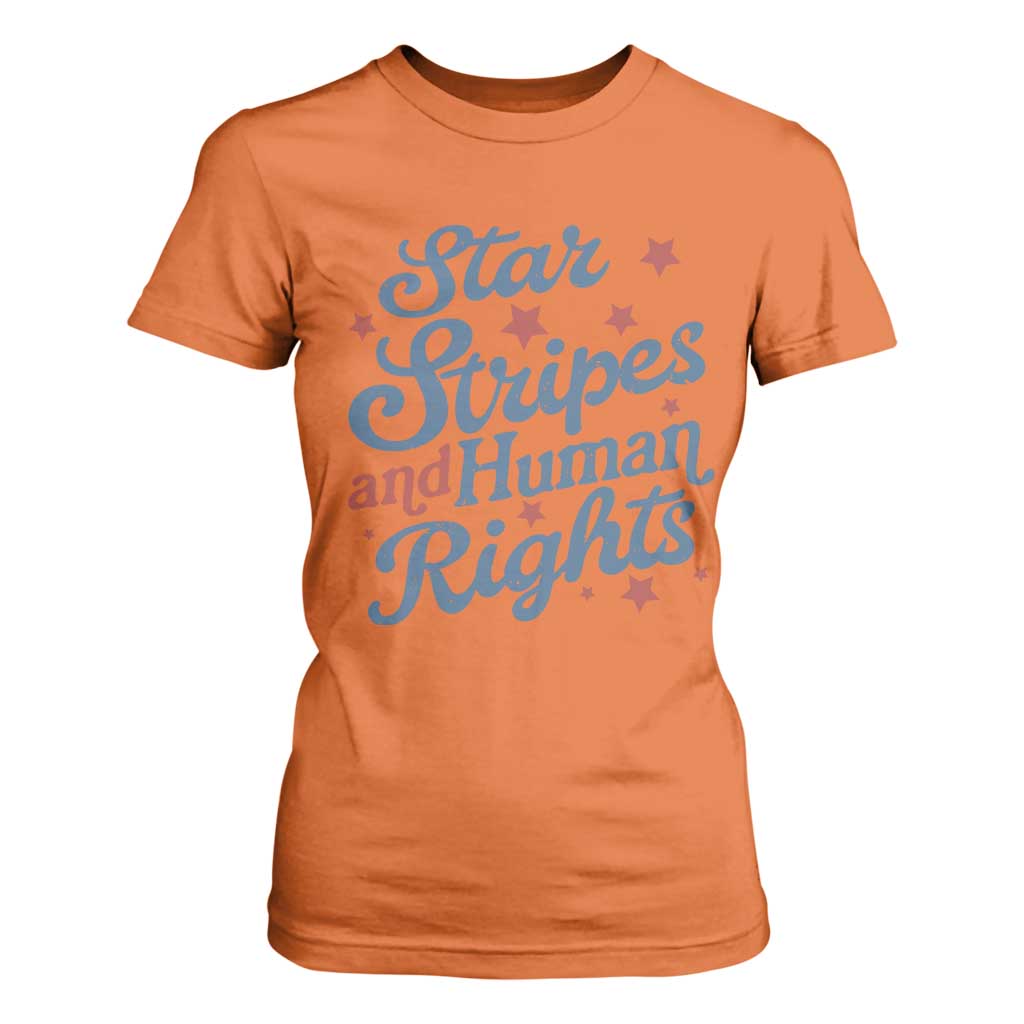 Stars and Stripes and Human Rights T Shirt For Women Progressive Patriotic Equality Modern Patriot
