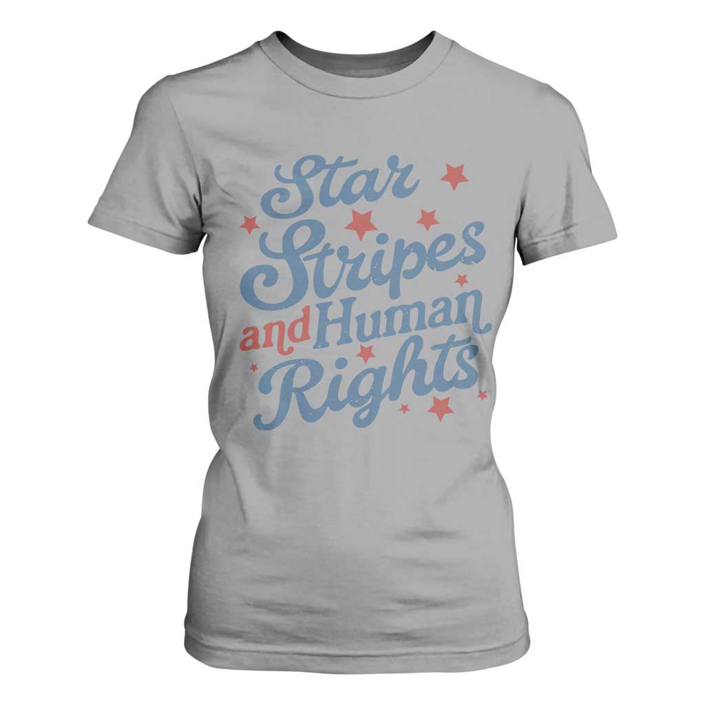 Stars and Stripes and Human Rights T Shirt For Women Progressive Patriotic Equality Modern Patriot