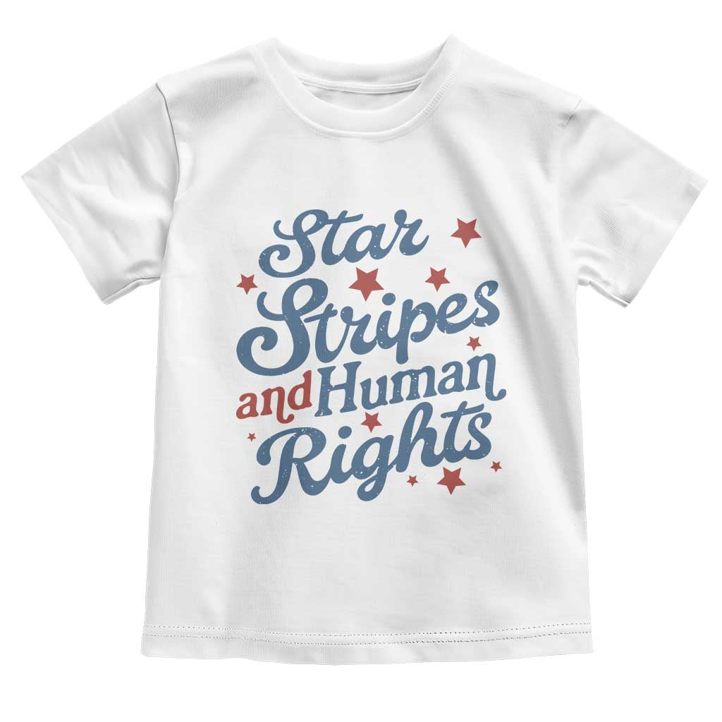 Stars and Stripes and Human Rights Toddler T Shirt Progressive Patriotic Equality Modern Patriot TS02 White Print Your Wear