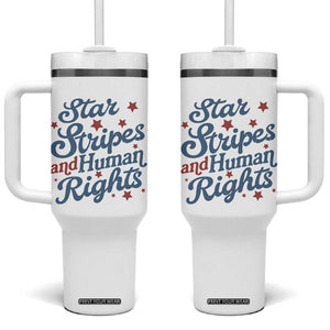 Stars and Stripes and Human Rights Tumbler With Handle Progressive Patriotic Equality Modern Patriot TS02 One Size: 40 oz White Print Your Wear