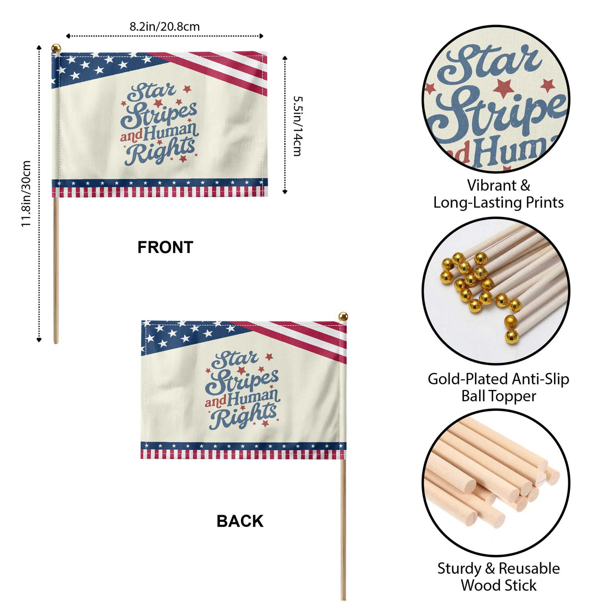 Stars and Stripes and Human Rights Patriotic Handheld Flag Progressive Equality Modern Patriot