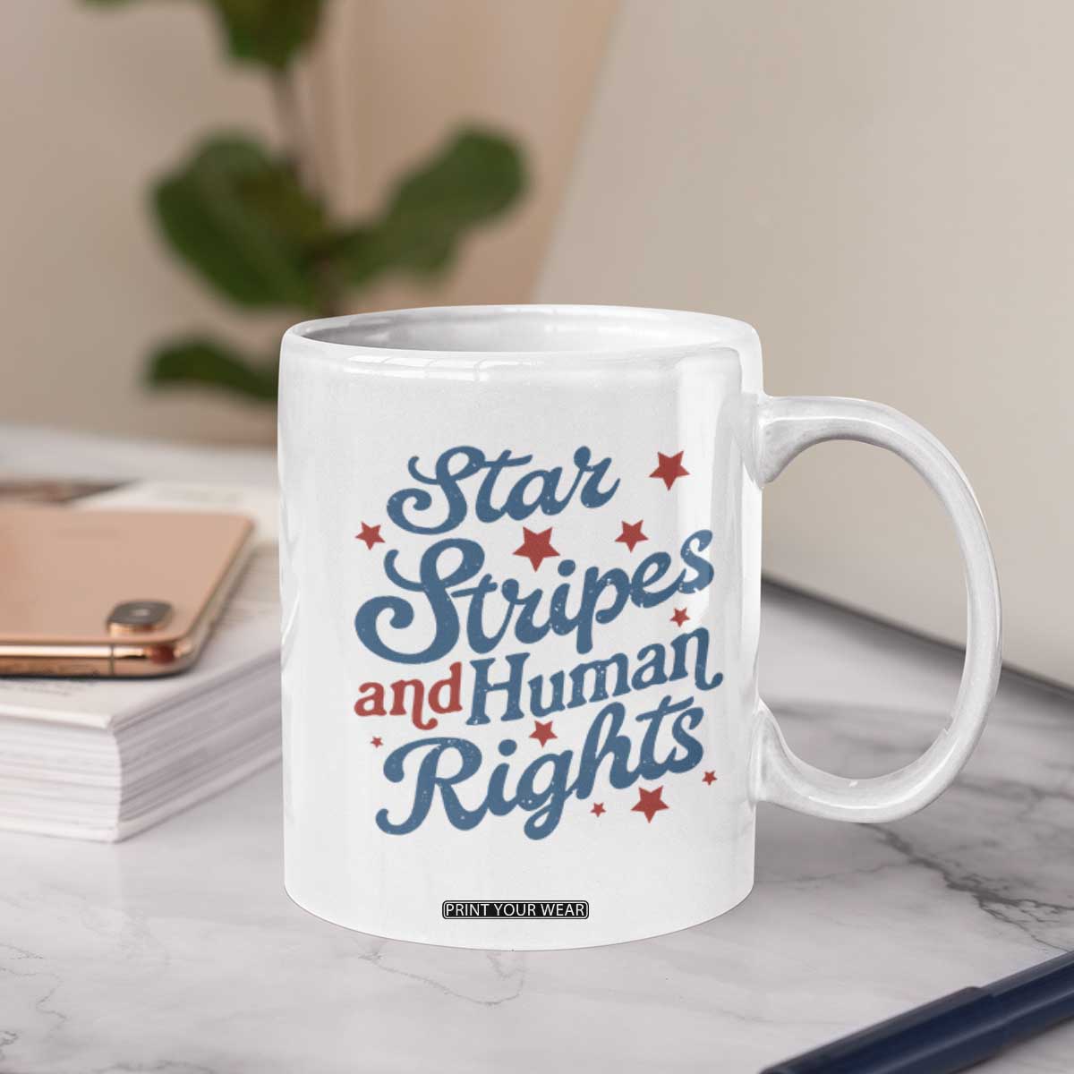 Stars and Stripes and Human Rights Coffee Mug Progressive Patriotic Equality Modern Patriot