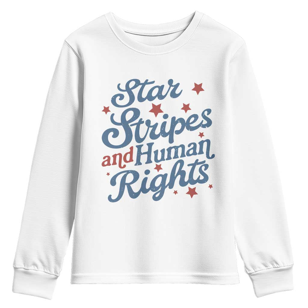 Stars and Stripes and Human Rights Youth Sweatshirt Progressive Patriotic Equality Modern Patriot TS02 White Print Your Wear
