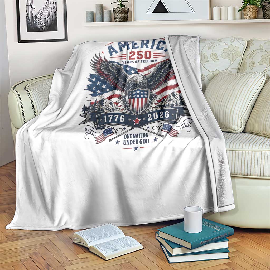 250 Years of Freedom Patriotic Eagle Throw Blanket One Nation Under God 1776-2026 250th Anniversary