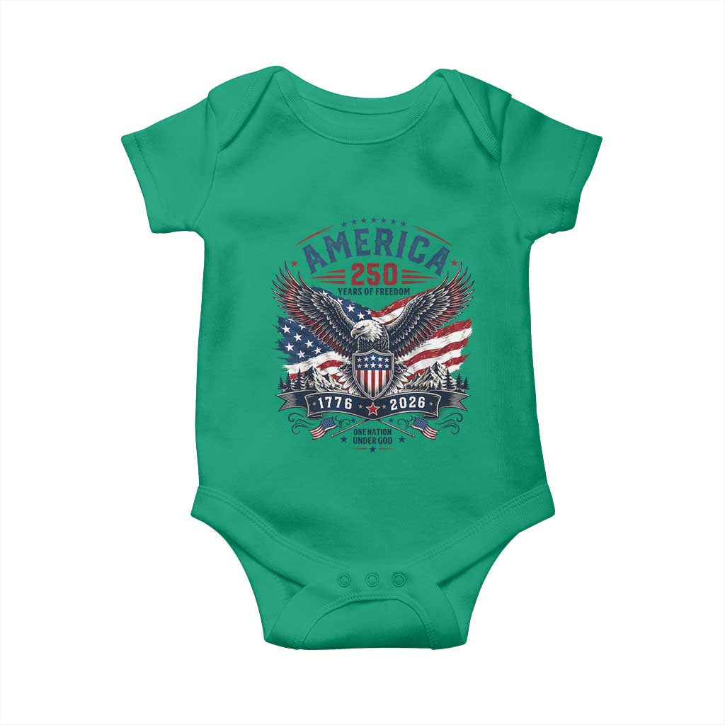 250 Years of Freedom Patriotic Eagle Baby Onesie One Nation Under God 1776-2026 250th Anniversary