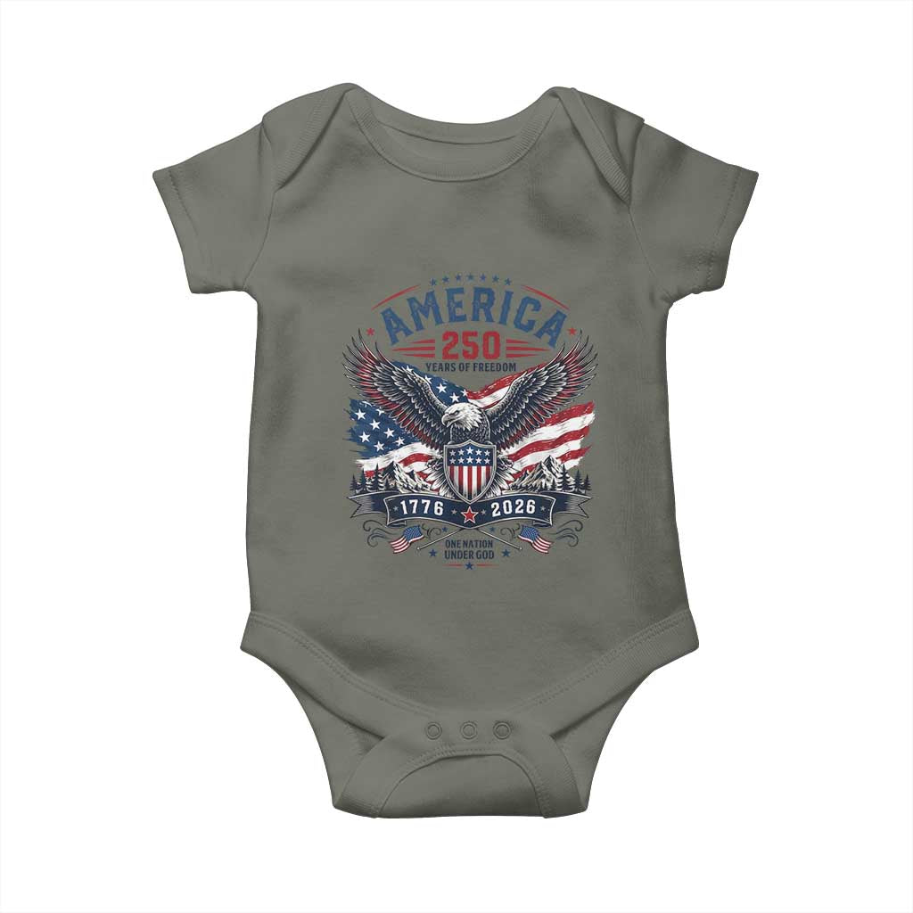250 Years of Freedom Patriotic Eagle Baby Onesie One Nation Under God 1776-2026 250th Anniversary
