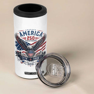 250 Years of Freedom Patriotic Eagle 4 in 1 Can Cooler Tumbler One Nation Under God 1776-2026 250th Anniversary