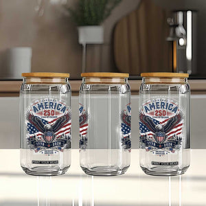 250 Years of Freedom Patriotic Eagle Glass Can One Nation Under God 1776-2026 250th Anniversary