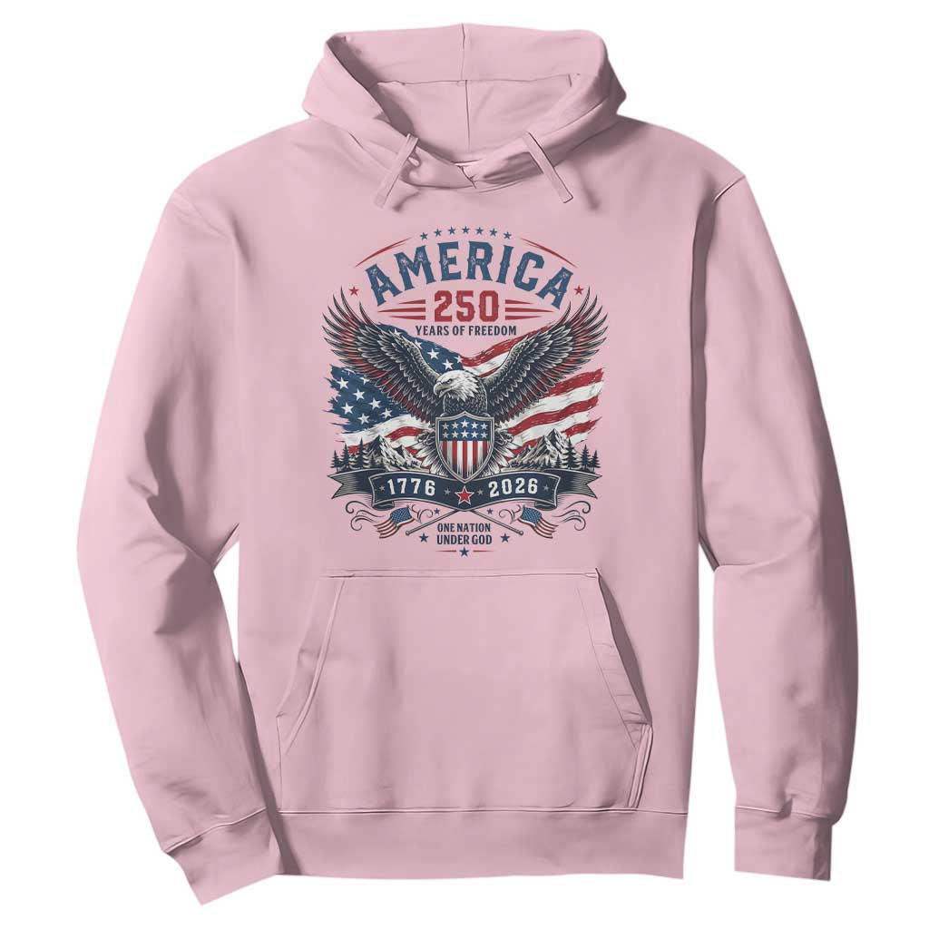 250 Years of Freedom Patriotic Eagle Hoodie One Nation Under God 1776-2026 250th Anniversary