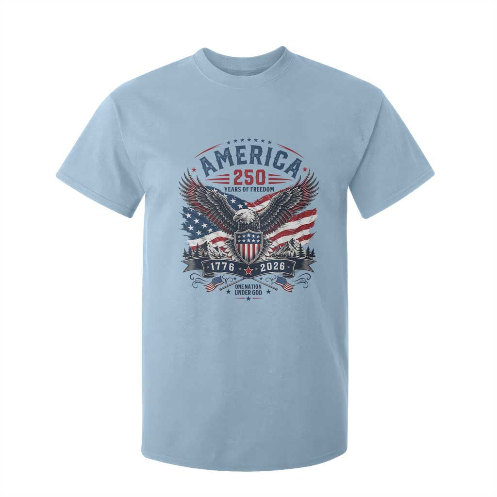 250 Years of Freedom Patriotic Eagle T Shirt For Kid One Nation Under God 1776-2026 250th Anniversary