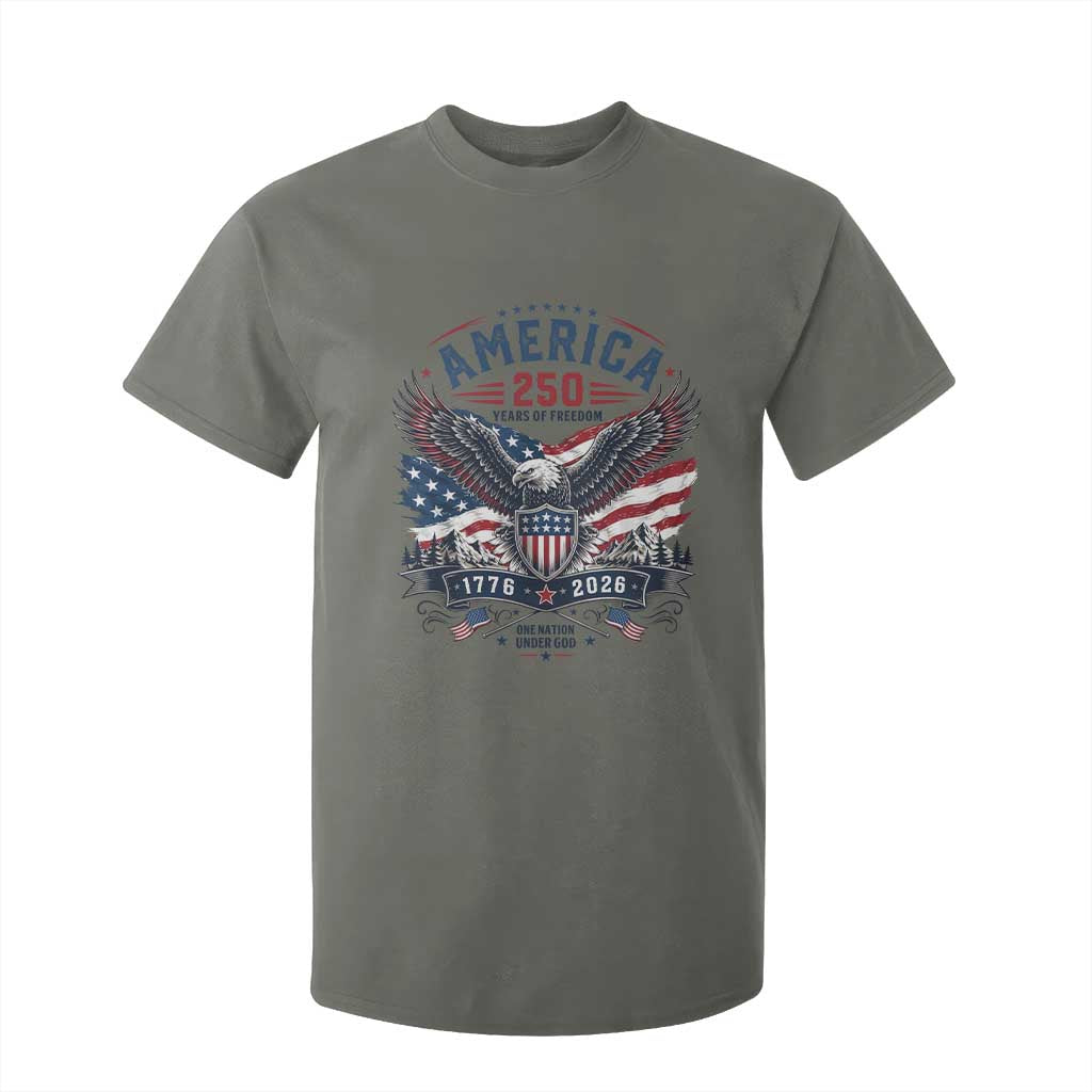 250 Years of Freedom Patriotic Eagle T Shirt For Kid One Nation Under God 1776-2026 250th Anniversary