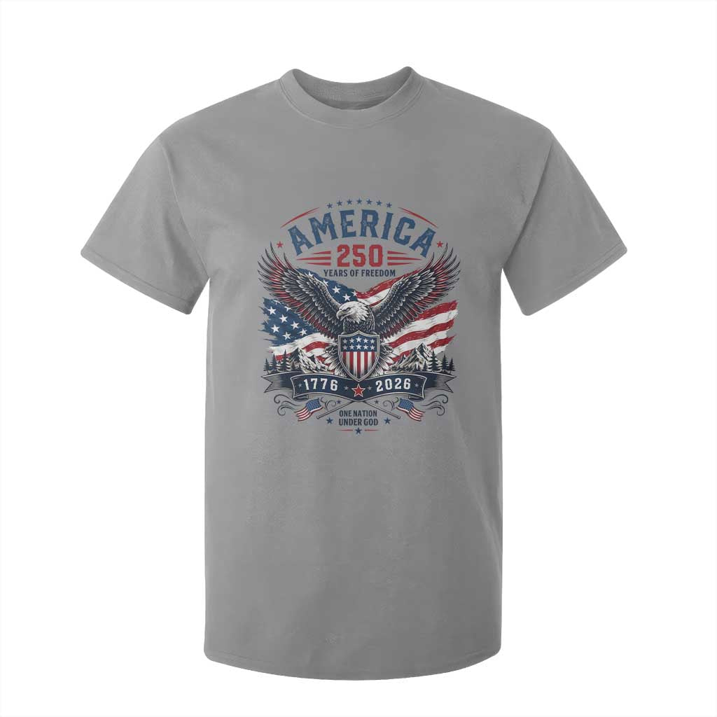 250 Years of Freedom Patriotic Eagle T Shirt For Kid One Nation Under God 1776-2026 250th Anniversary