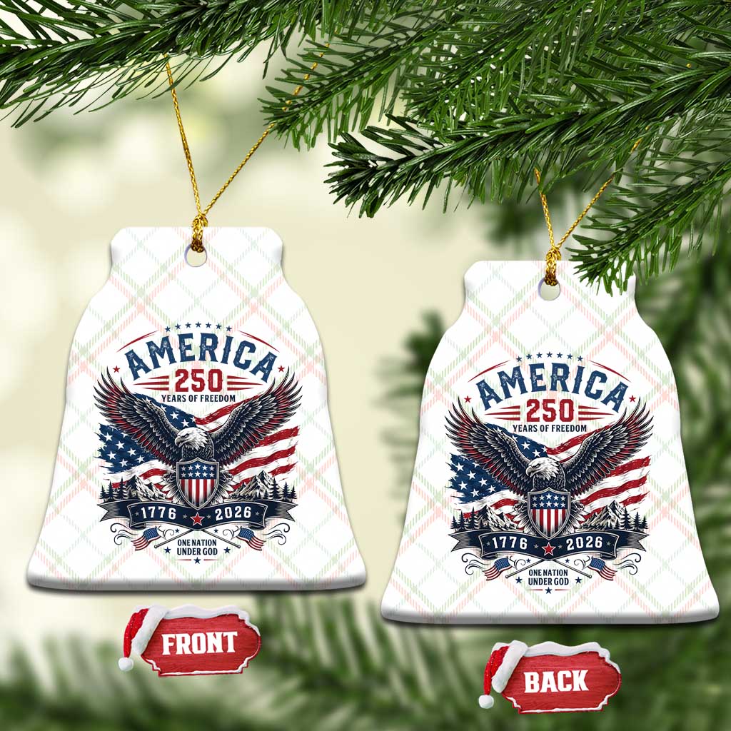 250 Years of Freedom Patriotic Eagle Ceramic Ornament One Nation Under God 1776-2026 250th Anniversary