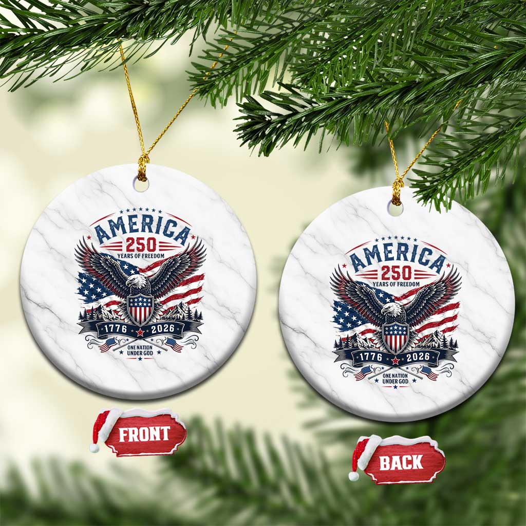 250 Years of Freedom Patriotic Eagle Ceramic Ornament One Nation Under God 1776-2026 250th Anniversary TS02 1pc White Marble Print Your Wear