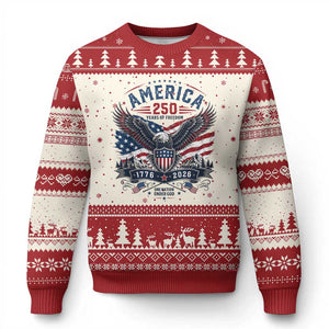 250 Years of Freedom Patriotic Eagle Ugly Christmas Sweater One Nation Under God 1776-2026 250th Anniversary