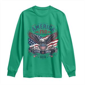 250 Years of Freedom Patriotic Eagle Long Sleeve Shirt One Nation Under God 1776-2026 250th Anniversary