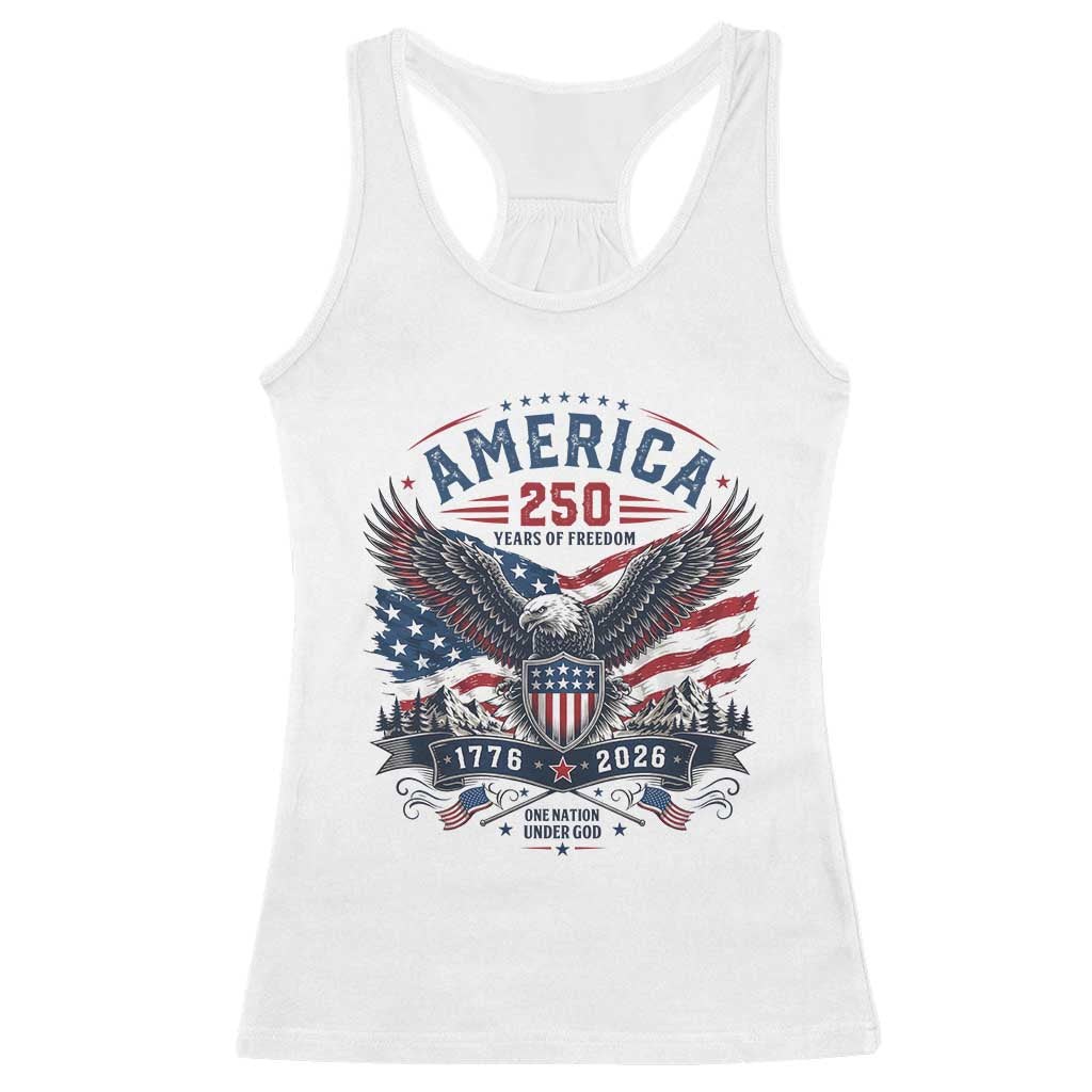 250 Years of Freedom Patriotic Eagle Racerback Tank Top One Nation Under God 1776-2026 250th Anniversary