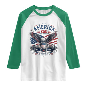 250 Years of Freedom Patriotic Eagle Raglan Shirt One Nation Under God 1776-2026 250th Anniversary