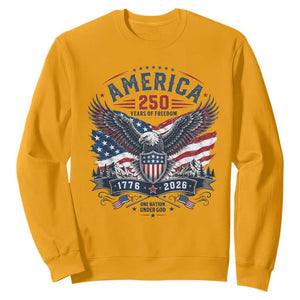 250 Years of Freedom Patriotic Eagle Sweatshirt One Nation Under God 1776-2026 250th Anniversary